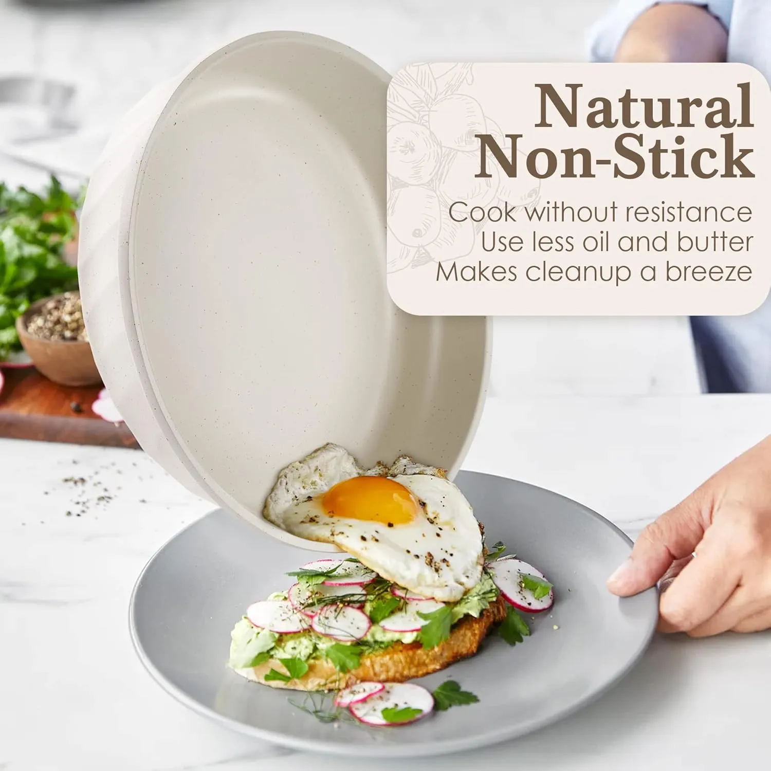 Non Stick Frying Pans - Granite Frying Pan Set Nonstick Frying Pan with Lid Egg Pan Omelette Pans for Cooking Pan Set, Kitchen Skillet Set Induction Cookware Chef's Pan Gift, 8", 9.5" &11"