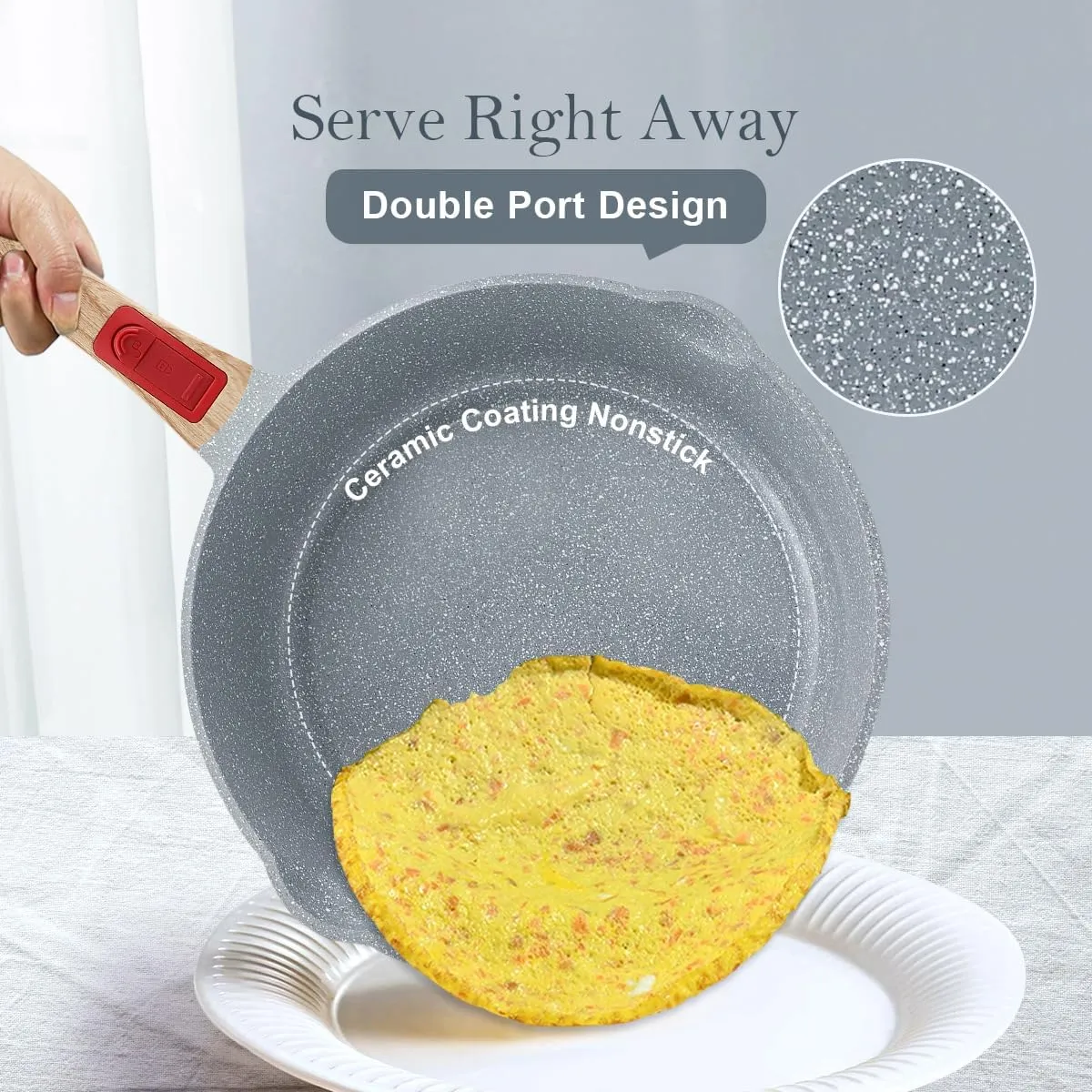 Nonstick Ceramic Frying Pan with Lid, 11 inch Non Stick Deep Frying Pan Skillet with Removable Handle, Aluminum Kitchen Cooking Sauté Pan, Dishwasher& Oven Safe (Blue)