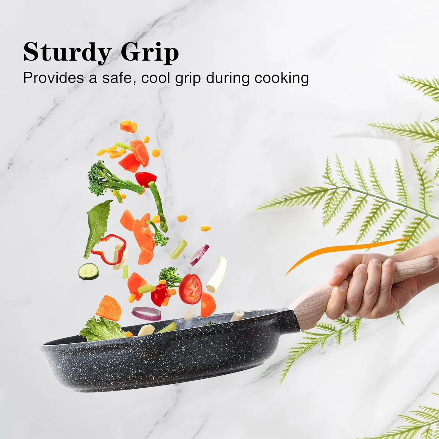 Nonstick Frying Pan Set, 3 Piece Skillet Set, Healthy Induction Cooking Pan, Stay-Cool Handle, Compatible with All Stovetops, PFOA Free (8, 9.5, 11 Inch)