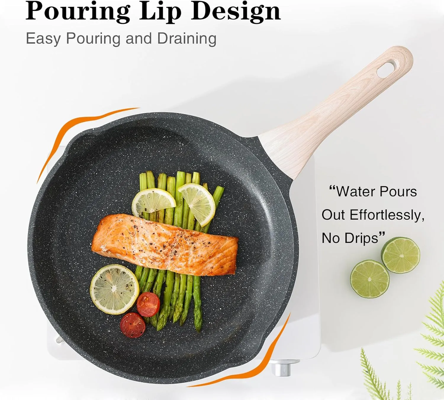 Nonstick Frying Pan Set, 3 Piece Skillet Set, Healthy Induction Cooking Pan, Stay-Cool Handle, Compatible with All Stovetops, PFOA Free (8, 9.5, 11 Inch)