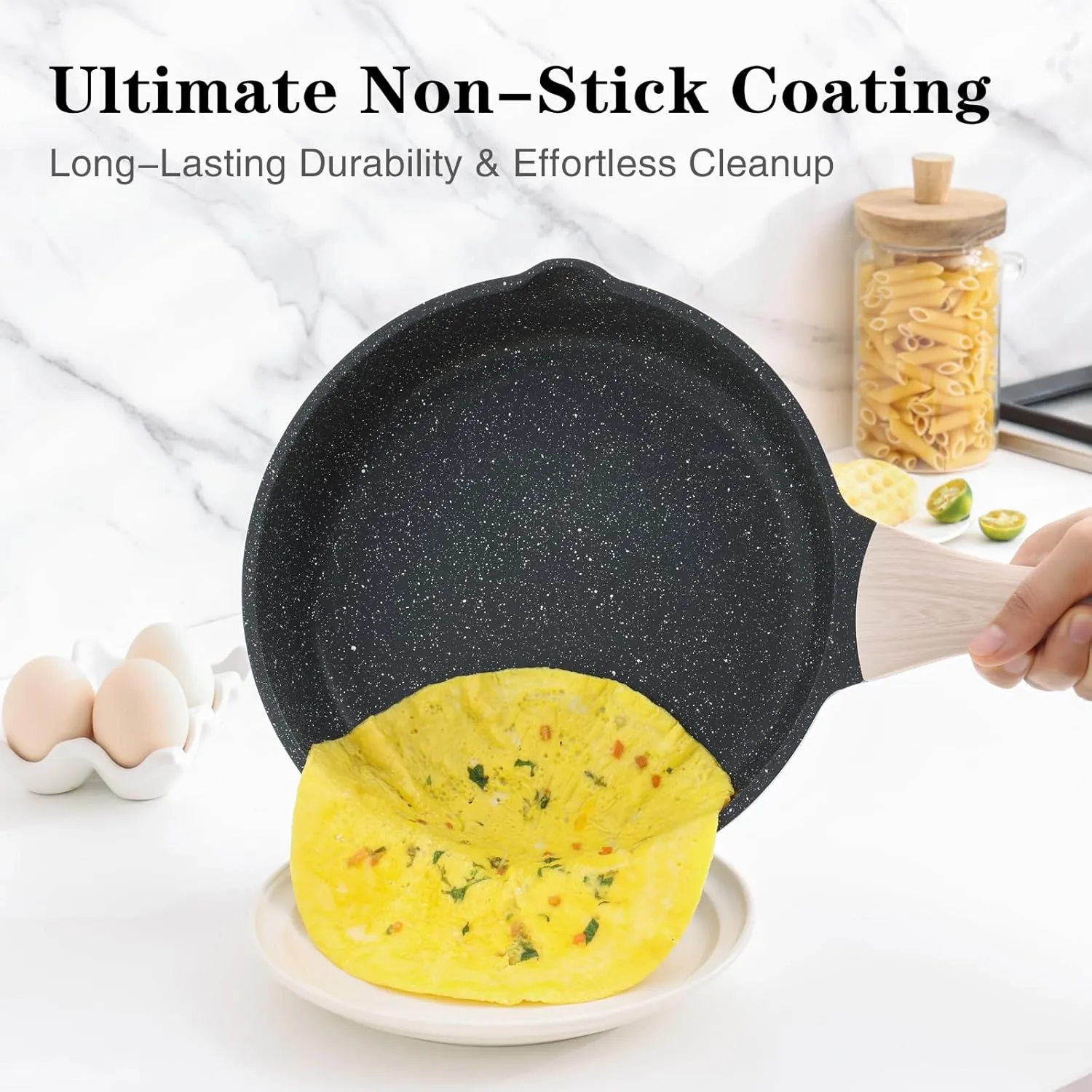 Nonstick Frying Pan Set, 3 Piece Skillet Set, Healthy Induction Cooking Pan, Stay-Cool Handle, Compatible with All Stovetops, PFOA Free (8, 9.5, 11 Inch)