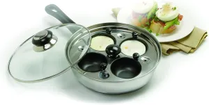 Norpro 8.5 Inch Skillet Set with Removable 4 Egg Poacher, 8 IN, as shown