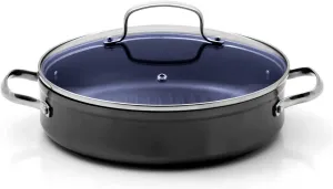NuWave Forged Lightweight Nonstick 10.5" Grill Pan with Lid, Healthy G10 Duralon Ceramic Coated Deeper Griddle Pan Skillet, PFAS Free, Works on All Cooktops & Induction Ready