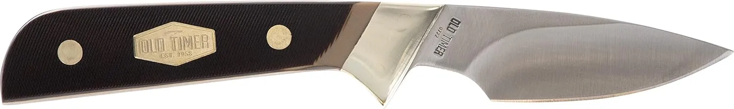 Old Timer 156OT Lil’ Finger 6.6in Full Tang Fixed Blade Knife with 2.5in High Carbon SS Drop Point Blade, Sawcut Handle, and Leather Belt Sheath for Hunting, Skinning, Field Dressing, and Outdoors
