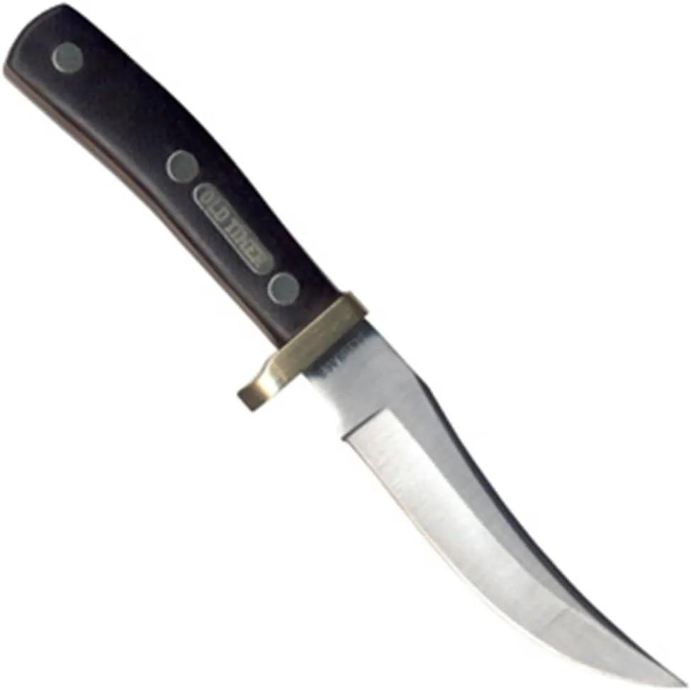 Old Timer 160OT Mountain Lion 9.3in High Carbon S.S. Full Tang Fixed Blade Knife with 5in Clip Point Blade, Black Sawcut Handle, and Leather Belt Sheath for Hunting, Camping, EDC, and Outdoors