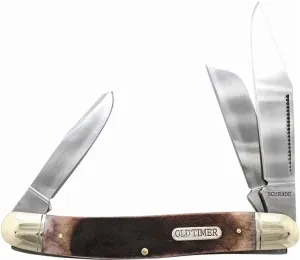 Old Timer 858OTB Genuine Bone Lumberjack 7.9in S.S. Traditional Folding Knife with 3.4in Clip Point Blade and Bone Handle for Outdoor, Hunting, Camping and EDC