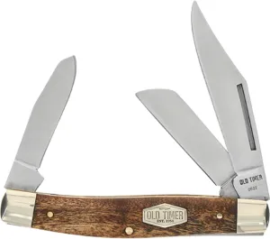 Old Timer 8OTW Senior 6.9in Traditional Folding Pocket Knife with 3 High Carbon Stainless Steel Blades, Desert Iron Wood Handle, and Convenient Size for EDC, Hunting, Camping, Whittling, and Outdoors