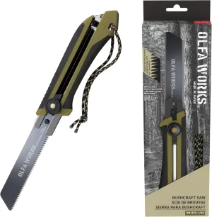 OLFA WORKS OW-BCS-1/OD Bushcraft Japanese Pull Knife, Serrated Replaceable and Retractable Carbon Tool Steel Blade, Replacement Blade: OWB-BSB-1 (Olive)