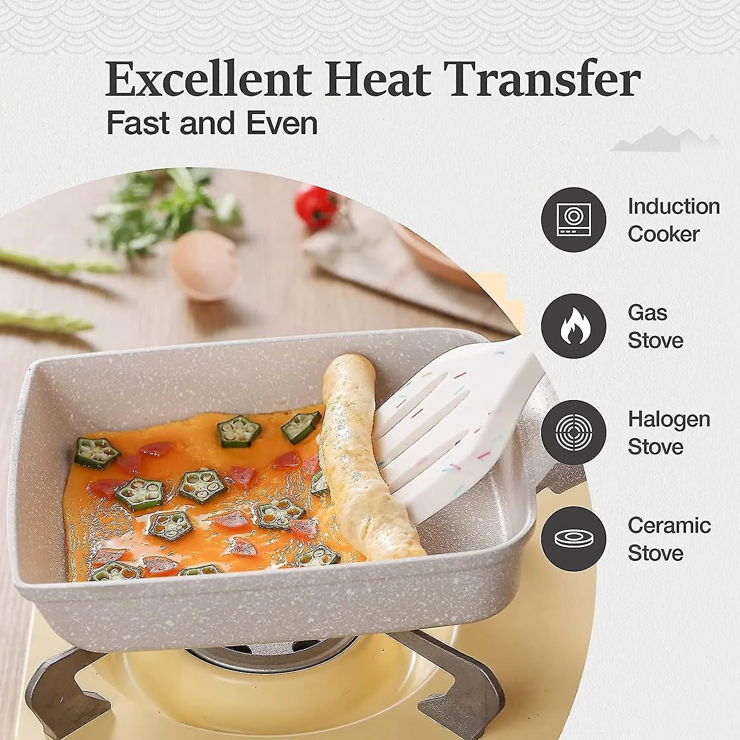 Omelete Pan Egg Pan, Nonstick Egg Frying Pan, Healthy Granite Egg Skillet For Br