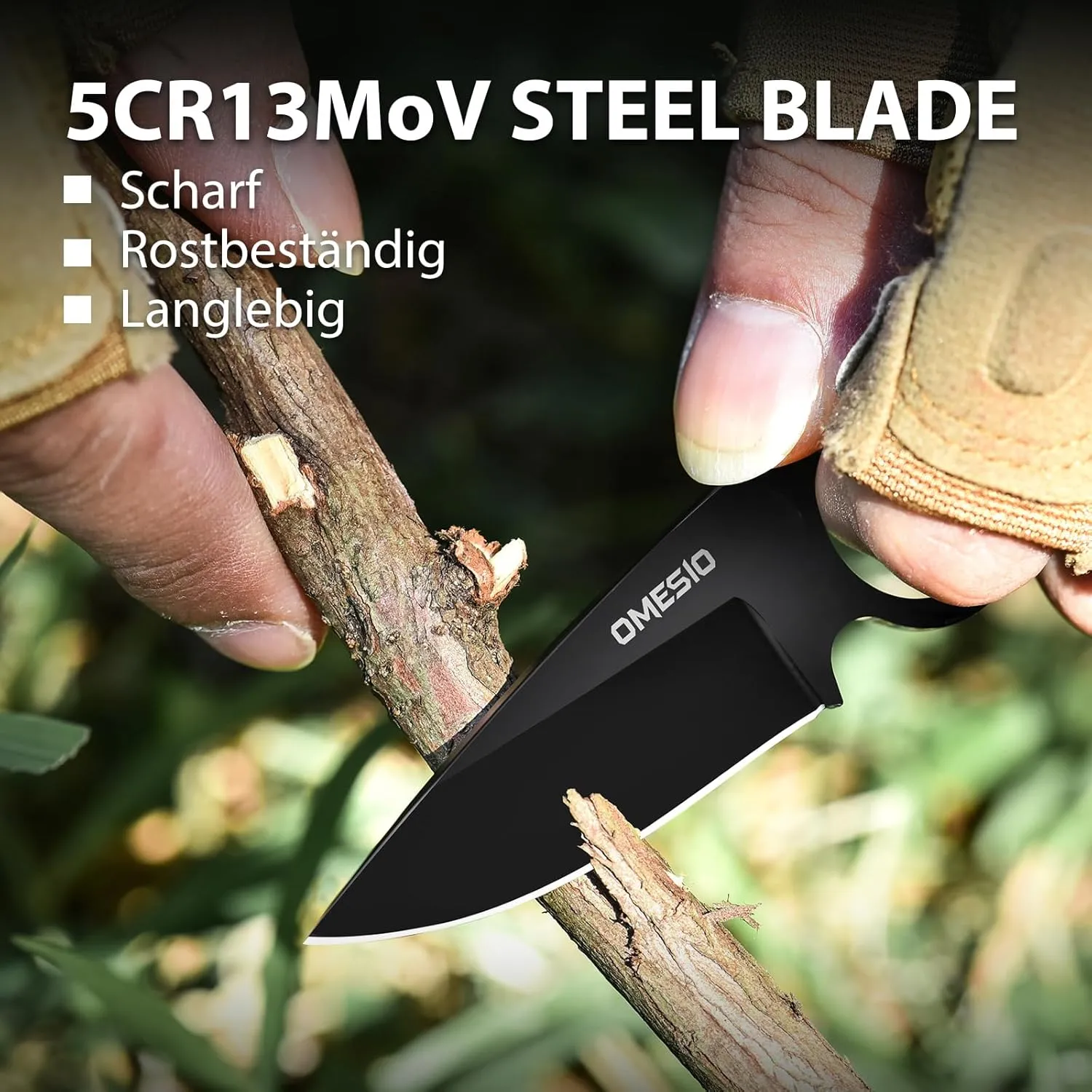Omesio Small Fixed Blade Neck Knife, 3.54" 5CR13MoV Steel G10 Handle Full Tang Tactical Knife with Kydex Sheath Necklace and Clip, Fixed Blade EDC for Men Women, Outdoor, Camping, Hiking