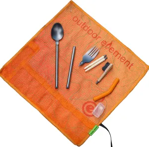 Omni-Tensil - lightweight utensil roll pouch for Camp/Office/Travel - Interchangeable Fork, Spoon, Chopsticks, and Toothbrush that connect into threaded steel tube handles