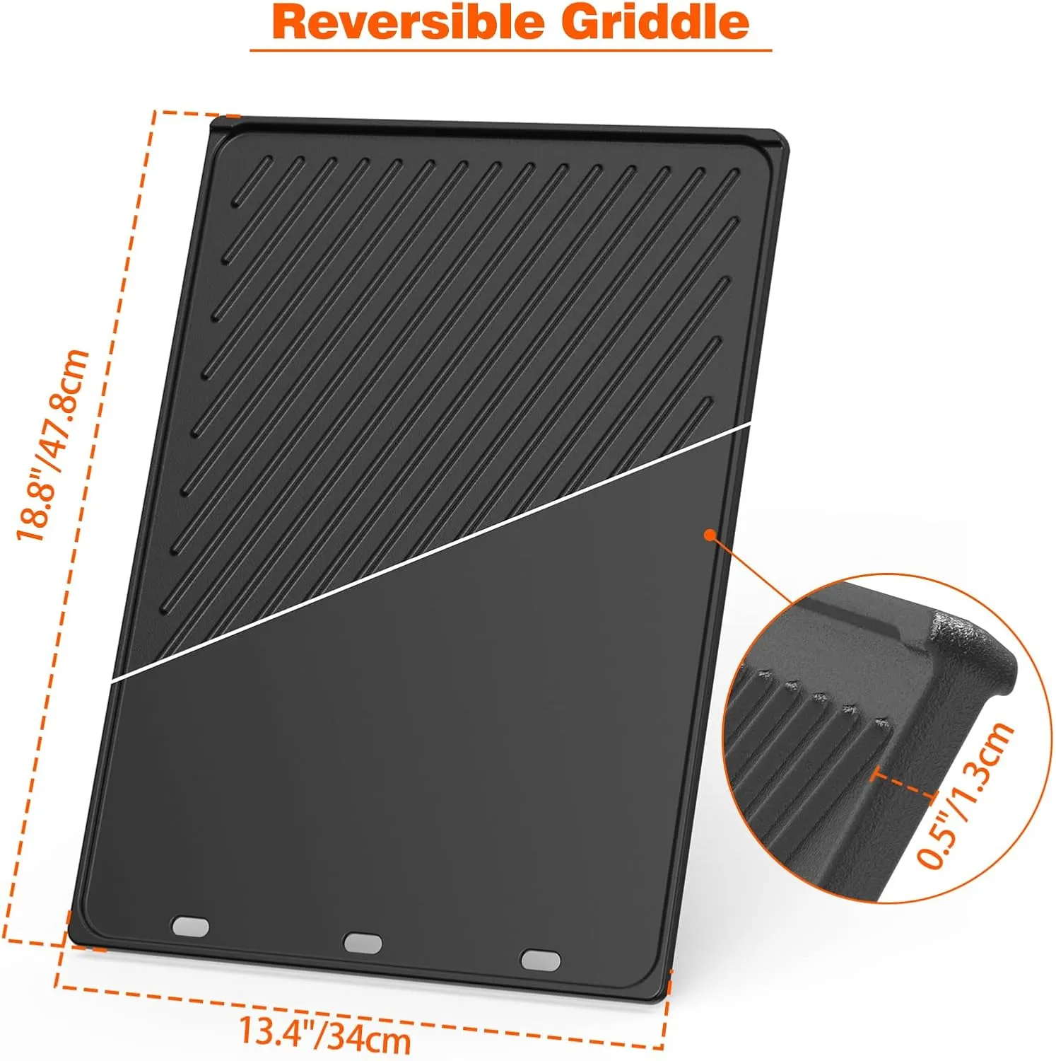 Onlyfire Reversible Cast Iron Cooking Griddle for Weber Genesis II & Genesis II LX 300 Series Gas Grills