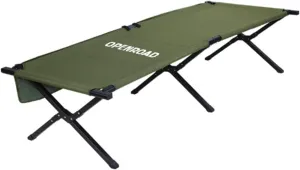 OPENROAD Portable Folding Camping Cot – Easy Setup, Supports Up to 550lbs, with Storage Bag and Side Pockets for Travel and Outdoors