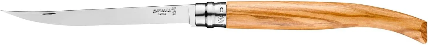 Opinel Effile Slimline Series Folding Fillet Knife – Slim Blade Folding Knife, Virobloc Locking Collar, Sustainably Harvested Wood Handles, Updated Blade Profile (Olivewood/No.15)