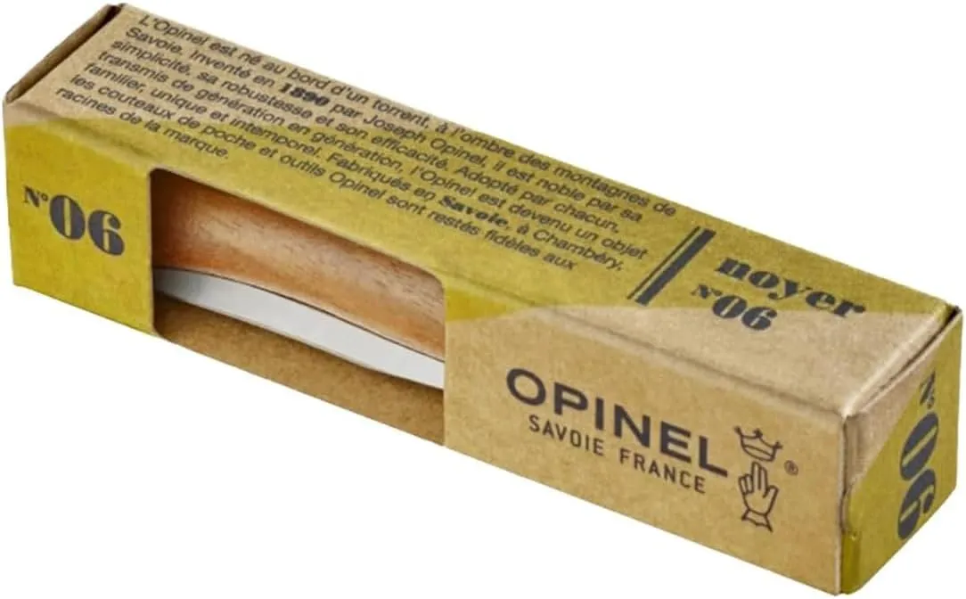 OPINEL No.06-No.09 Premium Woods, Stainless Steel Folding Pocket Knife, Made in France (No.06/Walnut)