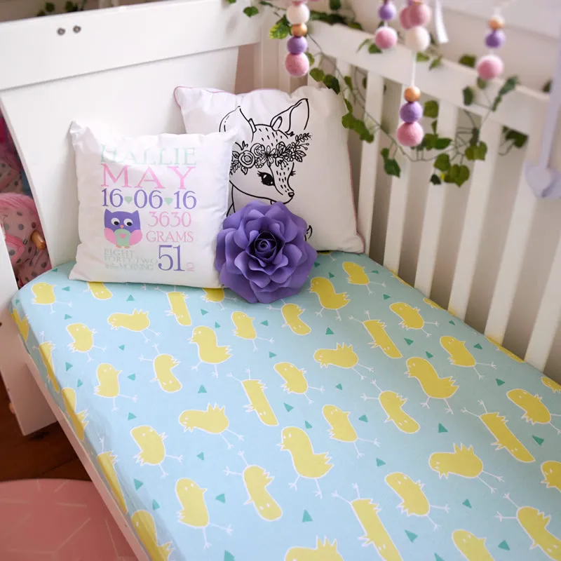 Organic Jersey Fitted Cot Sheets - Chickadees