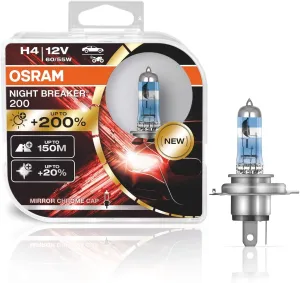 OSRAM NIGHT BREAKER 200, H4,  200% more brightness, halogen headlight lamp, 64193NB200-HCB, 12V, Duo Box (2 lamps), bianco