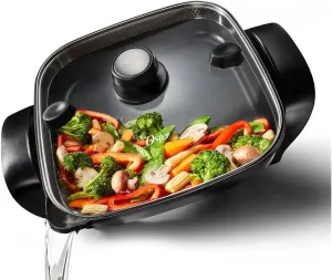 Oster DiamondForce 12 "x 12" Strain & Pour Electric Skillet Nonstick Coating Infused with Diamonds Adjustable Temp