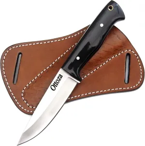 Ottoza Bushcraft Knife & Cow Horn Handle, Outdoor Knife Survival Knife Camping Knife - 1095 High Carbon Steel Knife - 1095 Carbon Steel Fixed Blade Hunting Knives for Men Cross Draw Knife Sheath 399