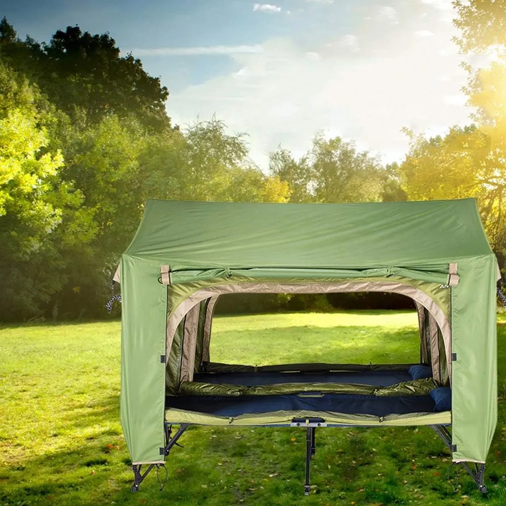 Outdoor Backpack Tent Automatic Camping Cot 4-Season Outdoor Off Ground Tent Folding for 2 Person Hiking Winter Fishing Camping Travel Night Cat Camping Tent, 200X80X126cm, Greenx2