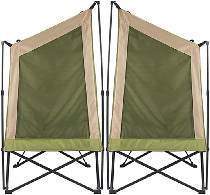 Outdoor Backpack Tent Automatic Camping Cot 4-Season Outdoor Off Ground Tent Folding for 2 Person Hiking Winter Fishing Camping Travel Night Cat Camping Tent, 200X80X126cm, Greenx2