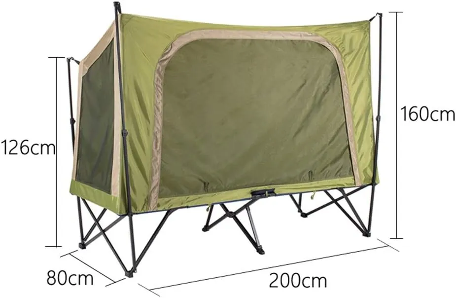 Outdoor Backpack Tent Automatic Camping Cot 4-Season Outdoor Off Ground Tent Folding for 2 Person Hiking Winter Fishing Camping Travel Night Cat Camping Tent, 200X80X126cm, Greenx2