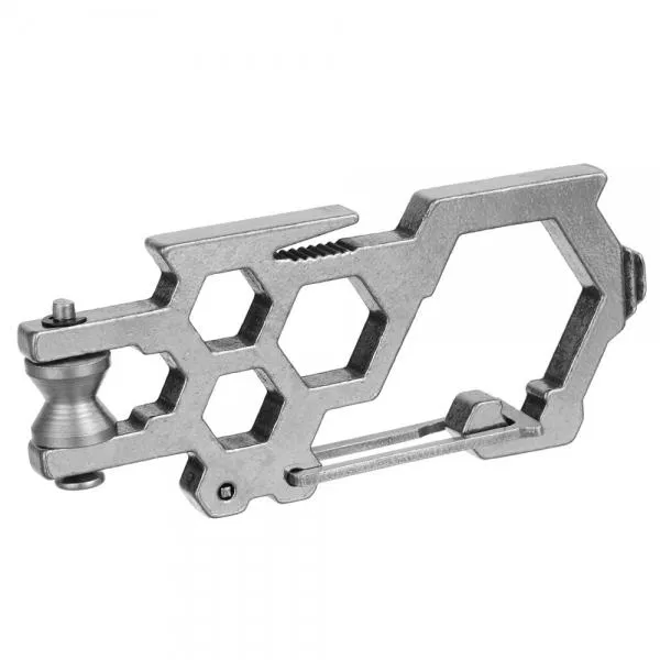 Outdoor Multi-Function Stainless Steel Carabiner with Pulley Gray