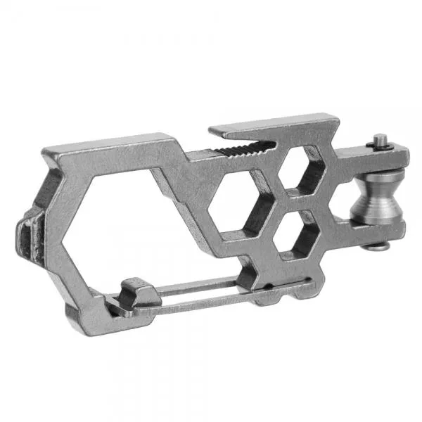 Outdoor Multi-Function Stainless Steel Carabiner with Pulley Gray