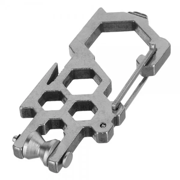 Outdoor Multi-Function Stainless Steel Carabiner with Pulley Gray