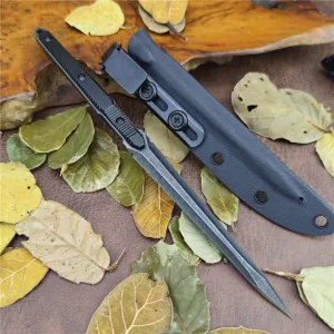 Outdoor Tactical Fixed Blade Knife With Kydex Sheath, 440C Stainless Steel Aerospace Aluminum Handle,Portable Straight Knife For Survival, Hiking, Camping