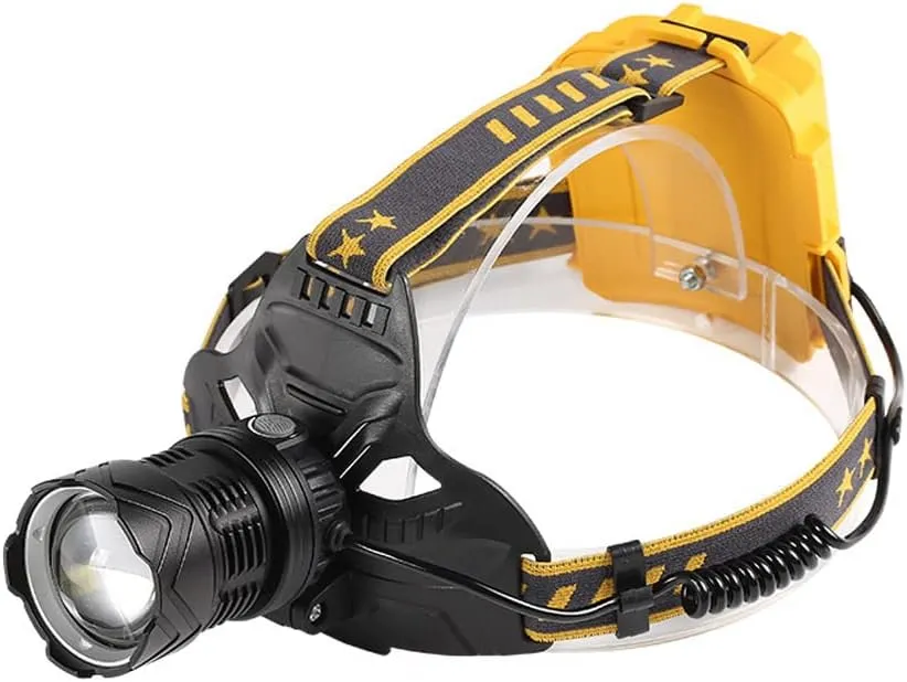 Outdoor Waterproof LED Glare Headlamp,Head Mounted Flashlight,Telescopic Zoom Long-Range Searchlight,for Hiking, Fishing,Climbing,Night Construction