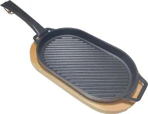 Oval Cast Iron Frying Pan for Steaks and Vegetables Convenient, Novel and Stylish