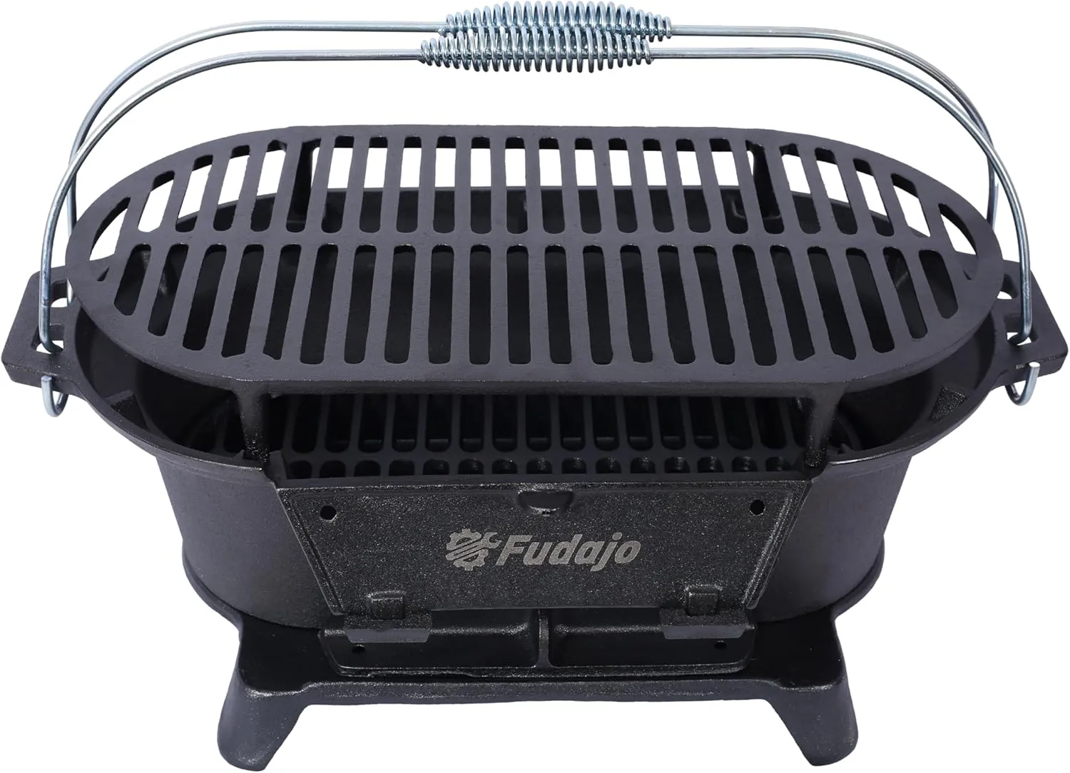 Oval Iron Outdoor, Portable Charcoal Grill and Tabletop Cast Iron Skillet - 100% Cast Iron, Enameled, Durable, Small Charcoal Grill, Camping Stove, Hibachi Grill (Oval)