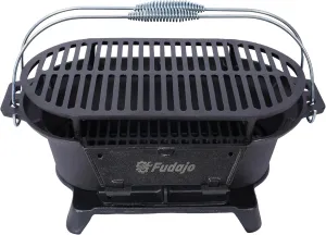 Oval Iron Outdoor, Portable Charcoal Grill and Tabletop Cast Iron Skillet - 100% Cast Iron, Enameled, Durable, Small Charcoal Grill, Camping Stove, Hibachi Grill (Oval)