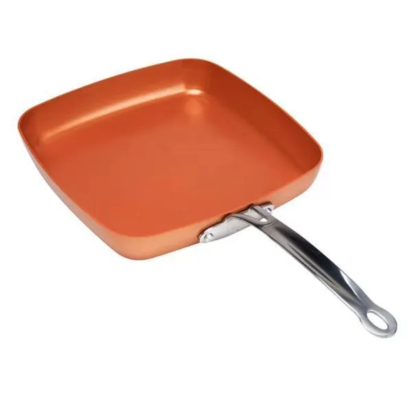 Oven-Safe Square Copper Pan Skillet With Non-Stick Ceramic Coating   FREE SHIPPING!