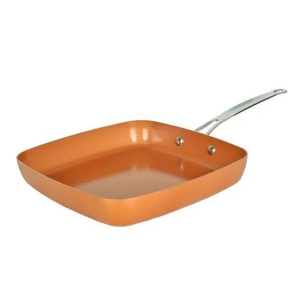 Oven-Safe Square Copper Pan Skillet With Non-Stick Ceramic Coating   FREE SHIPPING!