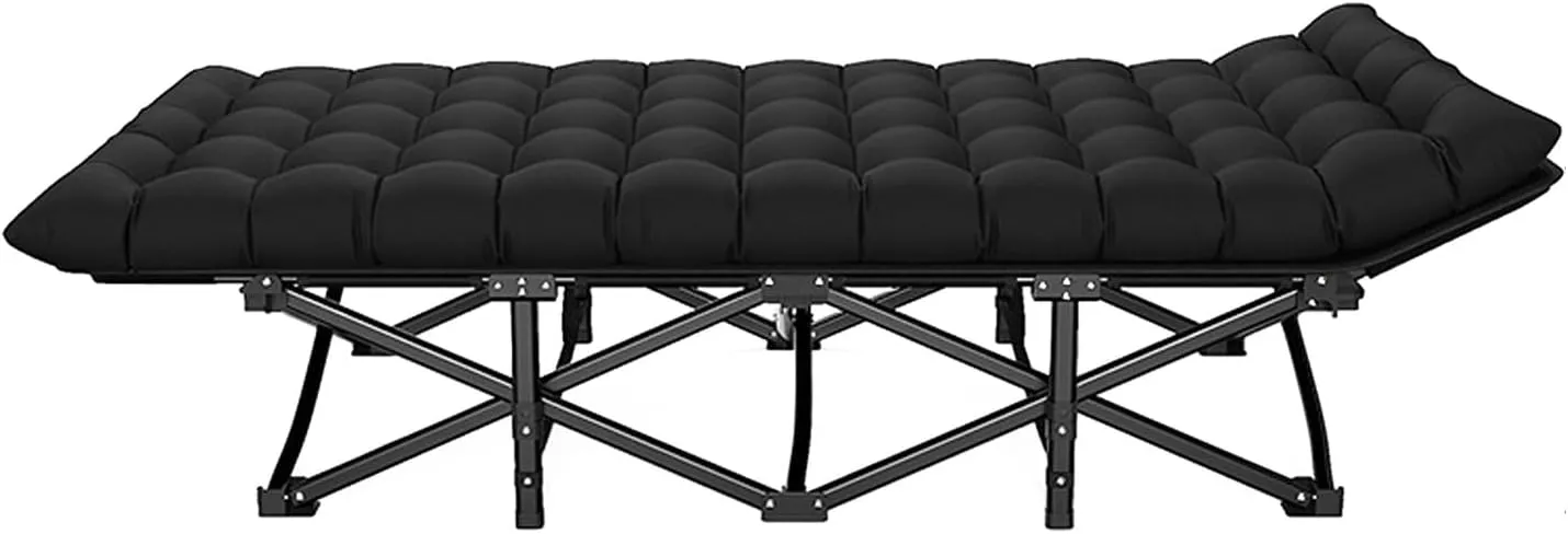 Oxford Cloth Cots for Camping, Folding Camping Cot with Mattress Black, Camping Cots for Adults for Home, Office Nap and Outdoor Beach, 190 * 71 * 37 Cm/74.8 * 28 * 14.6 in