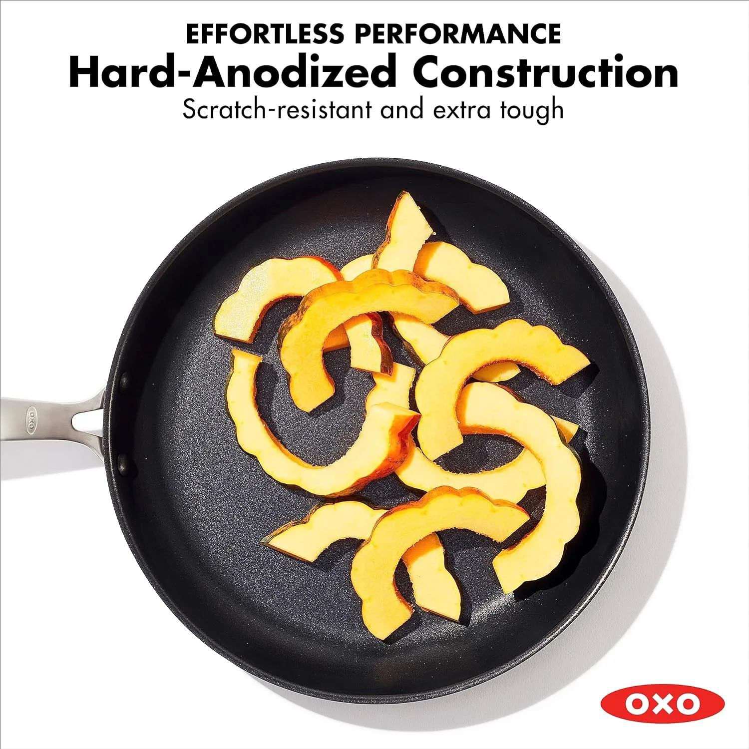 OXO Enhanced 8" Frying Pan Skillet, PFAS-Free Ceramic Nonstick, Durable Hard Anodized Cookware, Scratch Resistant, Stainless Steel Handle, Good Grips, Dishwasher Safe, Oven safe, Black