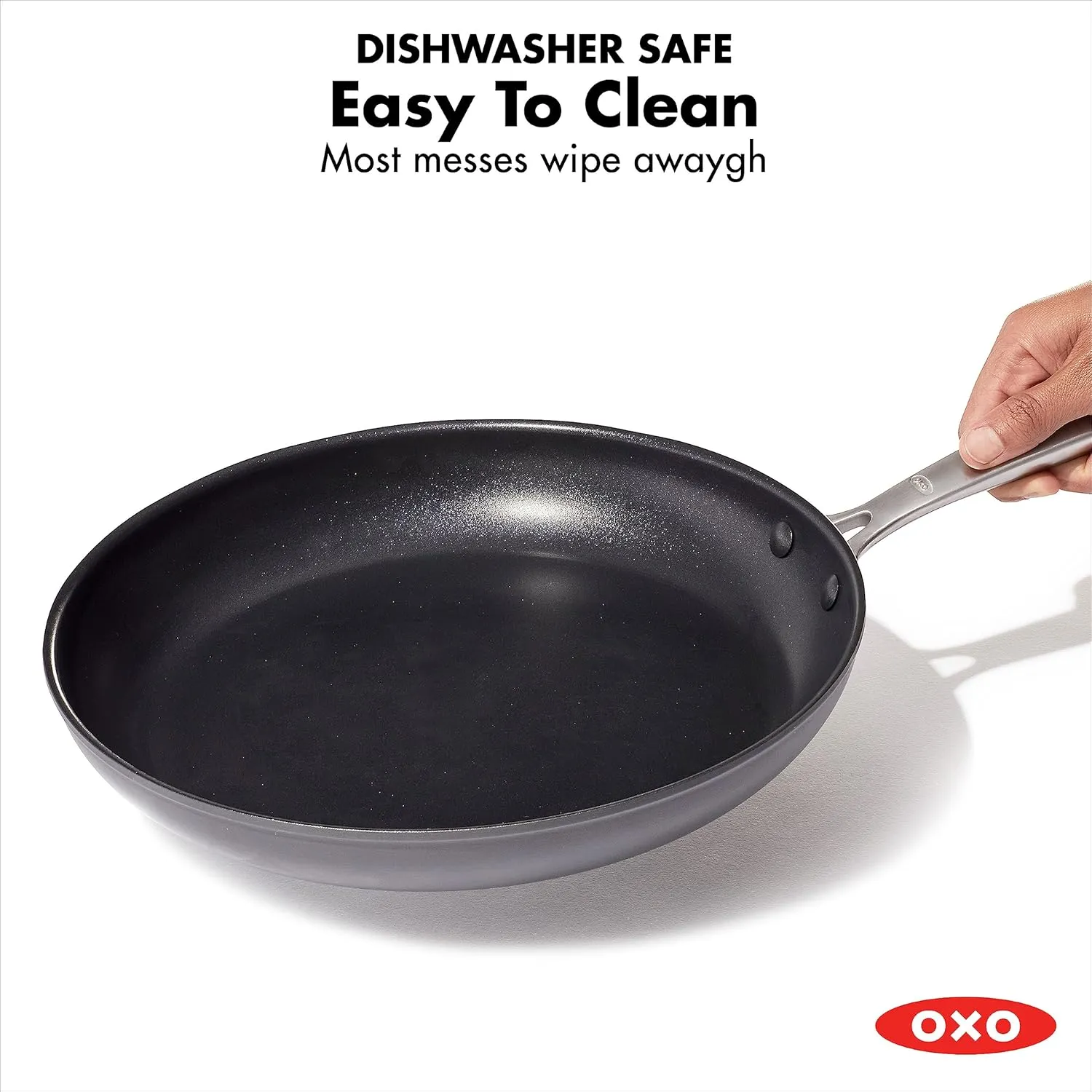 OXO Enhanced 8" Frying Pan Skillet, PFAS-Free Ceramic Nonstick, Durable Hard Anodized Cookware, Scratch Resistant, Stainless Steel Handle, Good Grips, Dishwasher Safe, Oven safe, Black