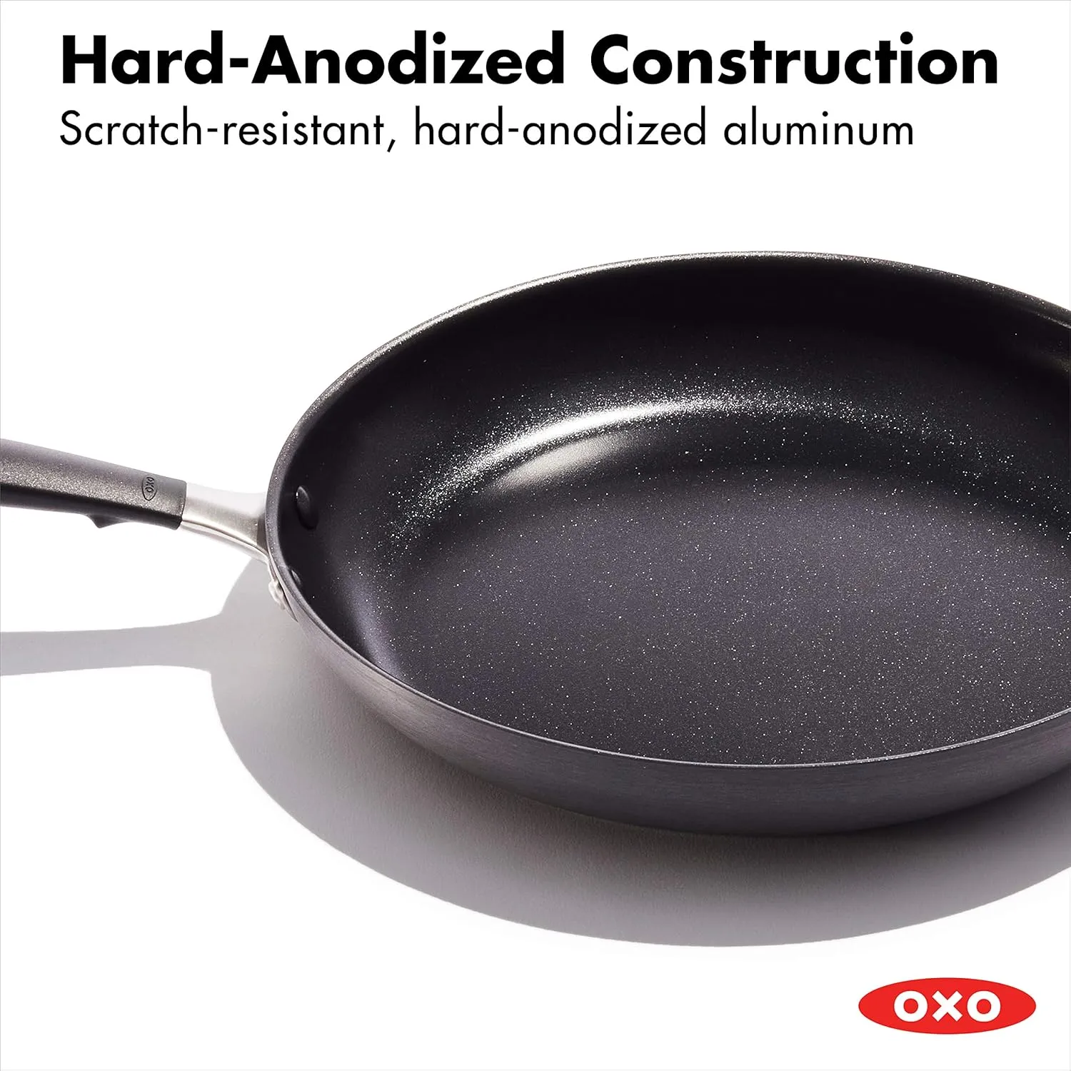 OXO Good Grips 12" Frying Pan Skillet, 3-Layered German Engineered Nonstick Coating, Stainless Steel Handle with Nonslip Silicone, Black