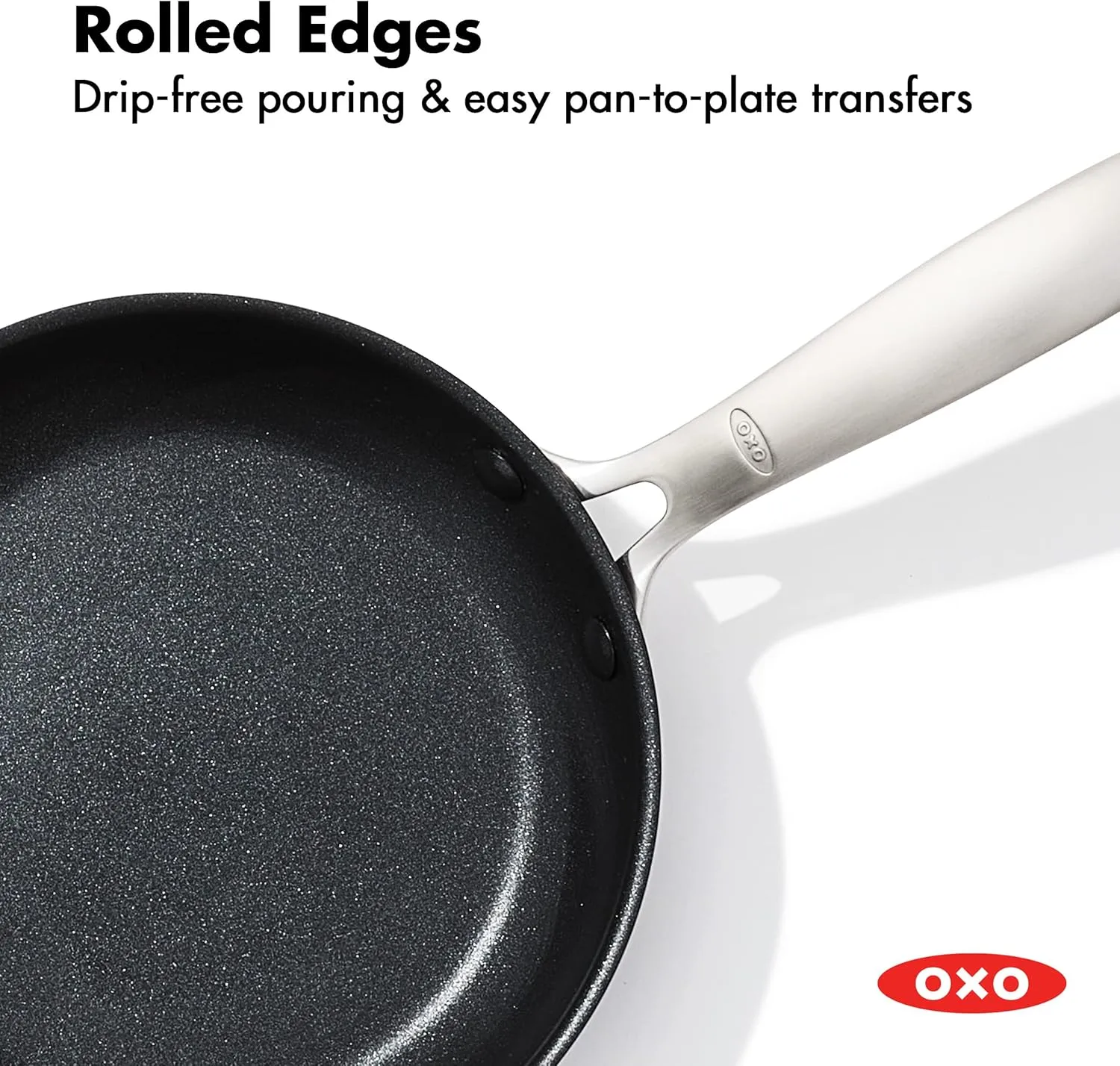OXO Good Grips Pro, 9.5" Frying Pan Kitchen Skillet with Lid, 3-Layered German Engineered Nonstick Coating, Dishwasher Safe, Oven & Broiler Safe, Stainless Steel Handle, Black