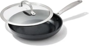 OXO Good Grips Pro, 9.5" Frying Pan Kitchen Skillet with Lid, 3-Layered German Engineered Nonstick Coating, Dishwasher Safe, Oven & Broiler Safe, Stainless Steel Handle, Black