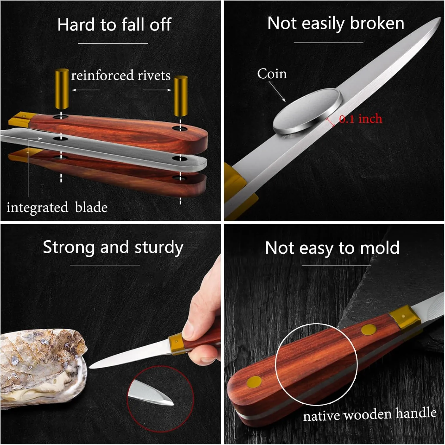 Oyster Shucking Knife,Oyster Knife,SPEENSUN Full Tang Not Easy To Break And Bend,More Secure With Oyster Shucking Glove ( 2 Knife And 1Glove L )