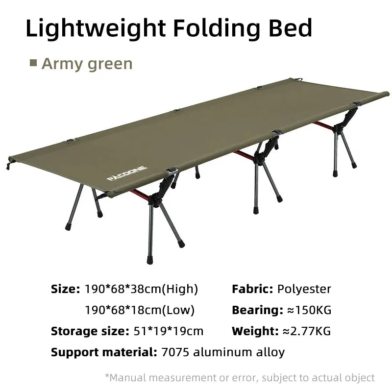 PACOONE Folding Camping Cot Portable Outdoor Bed for Adults and Kids