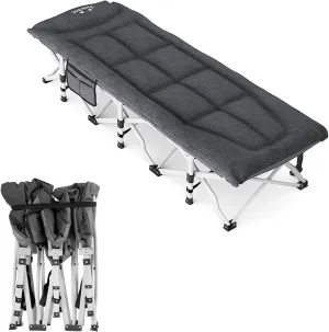 Padded Folding Camping Cot for Adults, Sleeping Cots for Adults, Travel Camp Cots with Carry Bag Portable for Outdoor Travel Camping Office Home, Load 150kg/330lbs