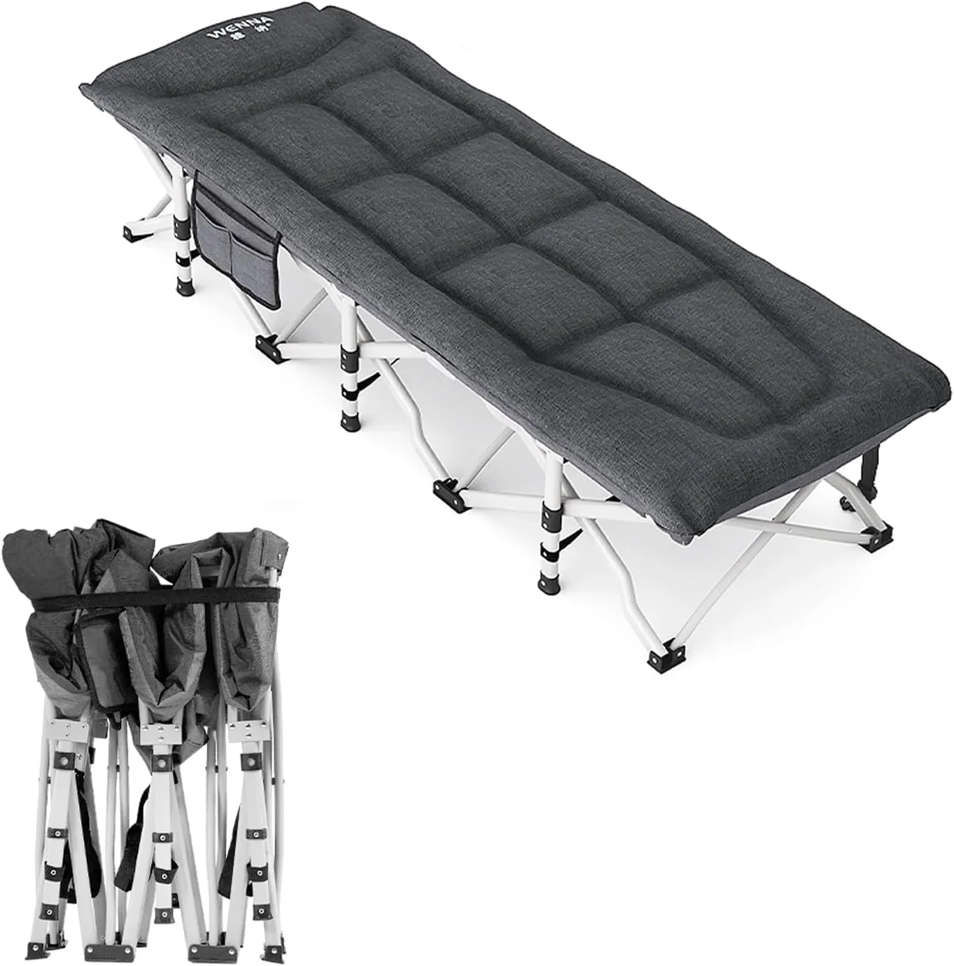 Padded Folding Camping Cot for Adults, Sleeping Cots for Adults, Travel Camp Cots with Carry Bag Portable for Outdoor Travel Camping Office Home, Load 150kg/330lbs