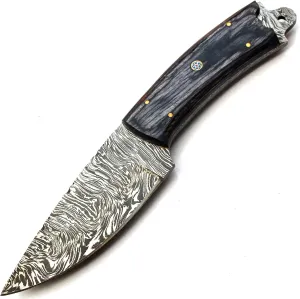 PAL 2000 KNIVES BOW-9684 Custom Forged Damascus Steel Fixed Blade Hunting Knife with Sheath