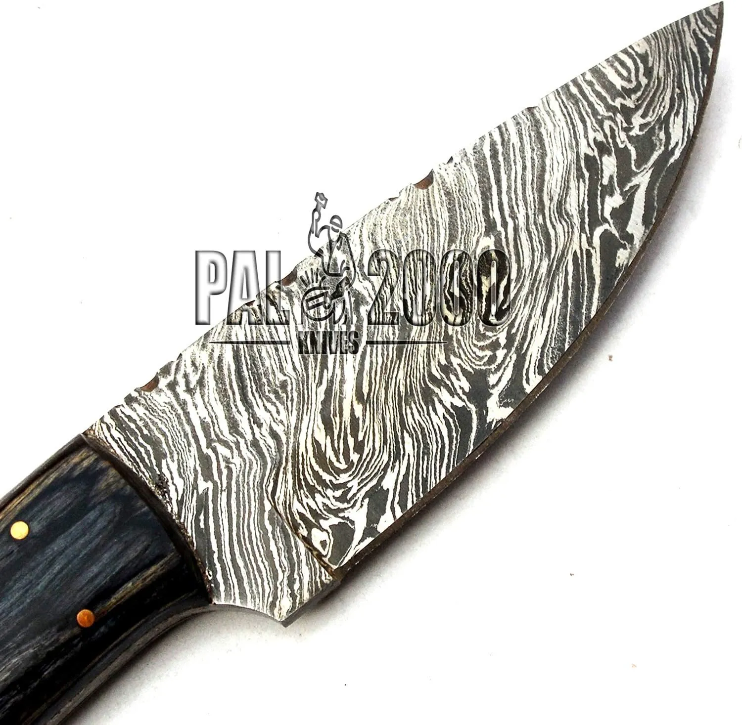 PAL 2000 KNIVES BOW-9684 Custom Forged Damascus Steel Fixed Blade Hunting Knife with Sheath