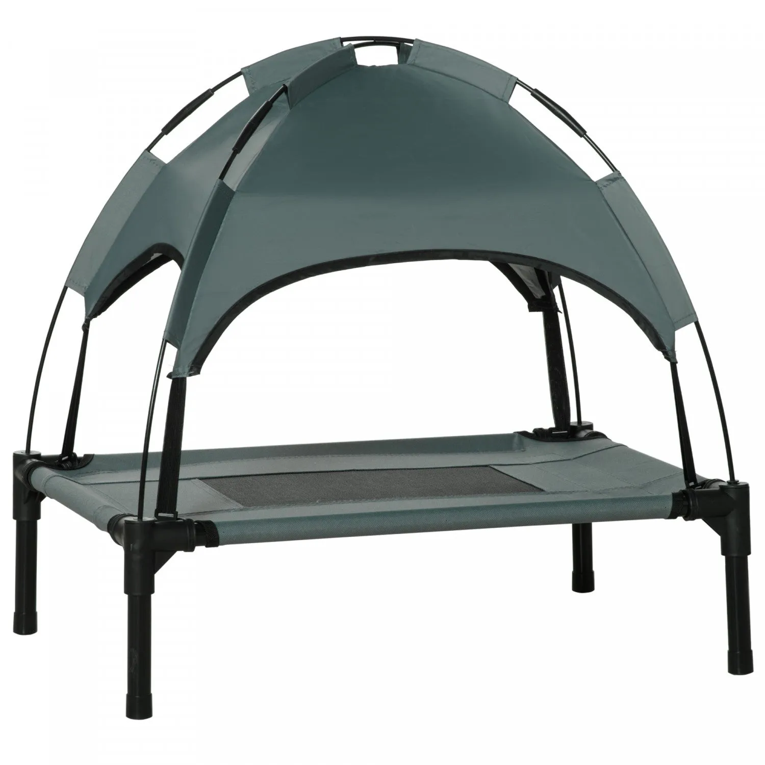 Pawhut Elevated Dog Bed With Canopy, Portable Raised Dog Cot For S Sized Dogs, Indoor & Outdoor, 25"|Pawhut Lit Sureleve Portable Pour Chien Avec Auvent De Protection Uv, 24"