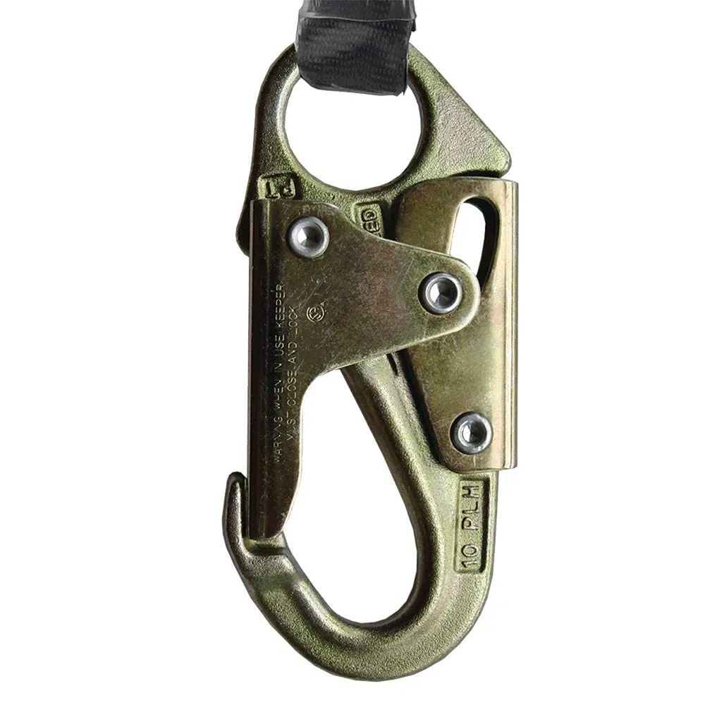 Peakworks Fall Protection Self Retracting Lifeline (SRL) with Webbing, Snap Hook, 6 ft. Length, Black/Green, V845822006LE